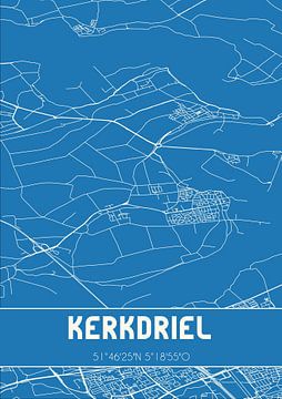 Blaupause | Karte | Kerkdriel (Gelderland) von Rezona