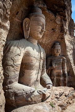 De boeddha's van de Yungang-grotten in China van Roland Brack