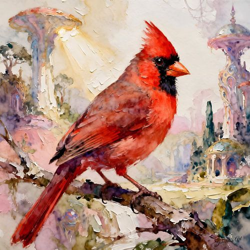 Prachtige vogels van de wereld - Noordelijke kardinaal vogel