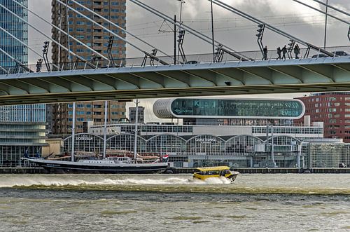Water taxi under the bridge