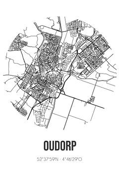 Oudorp (Noord-Holland) | Karte | Schwarz und weiß von Rezona