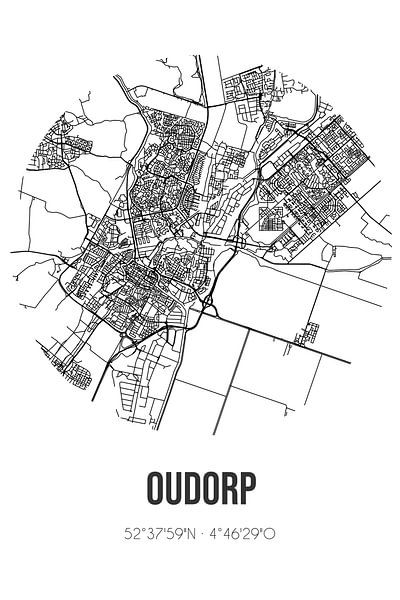 Oudorp (Noord-Holland) | Map | Black and white by Prints of Place