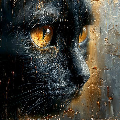 Zwarte kat met gouden ogen