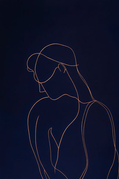 Kontemplative Linie in Dunkelblau von Poster Art Shop