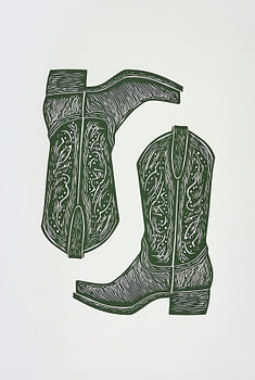 Green Engraved Boots