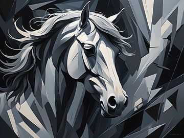 Abstracte kracht van een paard in geometrische vormen