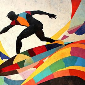 Dynamischer Surfer in leuchtenden Farben von OMG Art