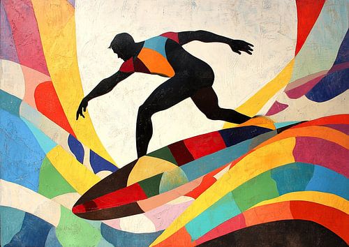 Dynamic Surfer in Bright Colours