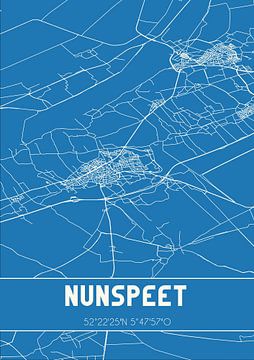 Blauwdruk | Landkaart | Nunspeet (Gelderland) van MijnStadsPoster