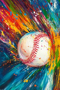 Baseball in an explosion of colour by Poster Art Shop