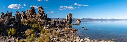 Limestone Tuff Formation at Natron Lake Mono Lake in Sierra Nevada California USA Panorama