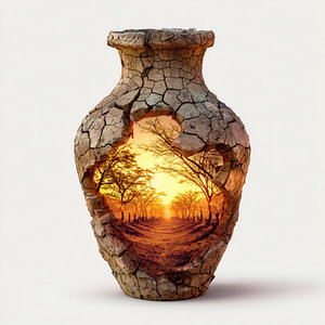 Toskanischer Weinberg bei Sonnenuntergang in einer Vase