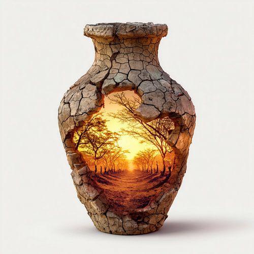 Toscaans wijngaard bij zonsondergang in vaas
