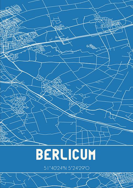 Blueprint | Map | Berlicum (North Brabant) by Prints of Place