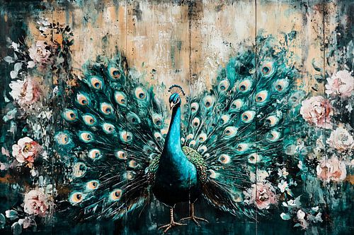 Pauw met kleurrijke veren