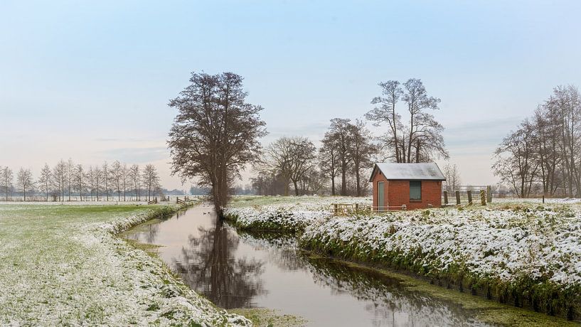 The Nienoord polder quarry in the snow by R Smallenbroek