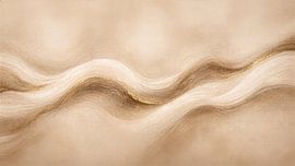 Golden Dune Line – Luxury abstract panoramic painting in beige and gold