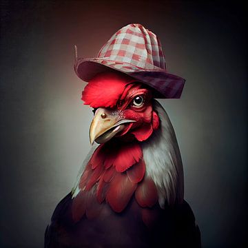 Portrait majestueux d'un coq avec chapeau. Partie 7 sur Maarten Knops