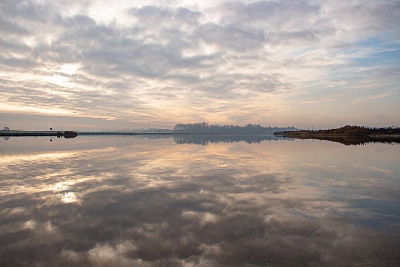Winter water reflection sunset by Jacoline van Dijk