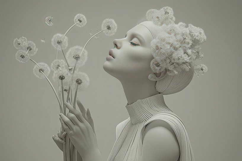 surrealist woman with flowers dandelions by Egon Zitter