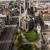 Emile Braunplein is in the heart of the city of Ghent with a view of St Nicholas Church by W J Kok