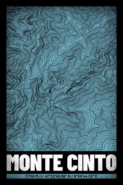 Monte Cinto | Topographic Map (Grunge) by ViaMapia