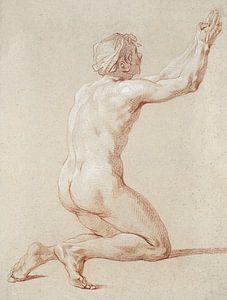 Homme nu à genoux, mains levées, Etienne Jeaurat (1730-1736) sur Atelier Liesjes