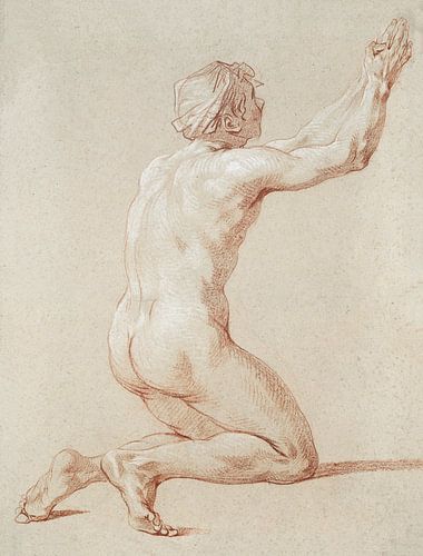 Homme nu à genoux, mains levées, Etienne Jeaurat (1730-1736)