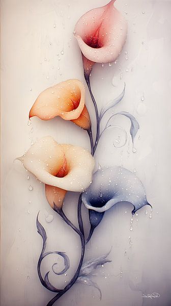 Aquarell von Blumen von Gelissen Artworks