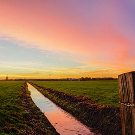 Zonsopkomst in de polder van Hanno de Vries