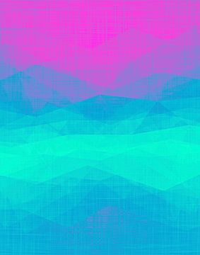 Morgennebel ein moderner Pop Art Expressionist in Pink Cyan von FRESH Fine Art