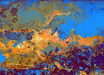 Structuren Kaart Blauw Oranje van Claudia Gründler