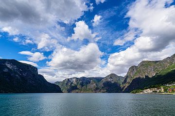 View over the Aurlandsfjord in Norway by Rico Ködder