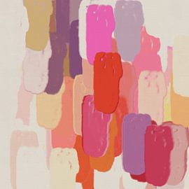 Kleurrijke abstracte blokken, levendige tinten, speels design van Dina Dankers