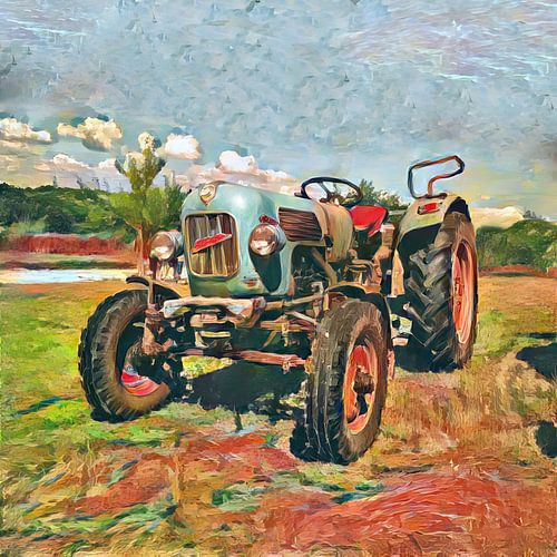 Tracteur Eicher Tiger en aquarelle