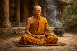 Mediterende zenmonnik – Japanse kunstcollectie