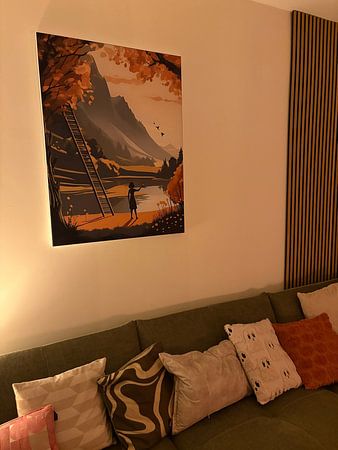 Der letzte Apfel - Mädchen am Bergsee im Herbst