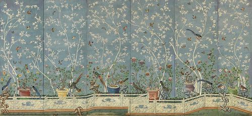 Behang met vogels en bloemen, onbekend