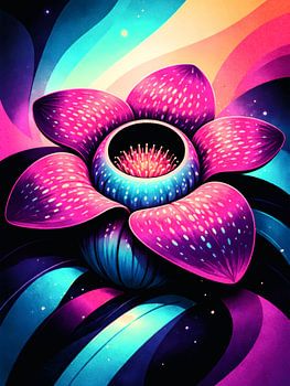 Radiant Neon Bloom In Cosmic Void