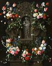 Cartouche de fleurs avec statue de Marie, Daniël Seghers, Thomas Willeboirts Bosschaert par Des maîtres magistraux Aperçu