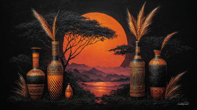 african-black-gold-orange by Gelissen Artworks