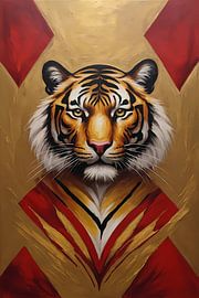 Majestätischer Tiger, umgeben von goldenem Glanz von Art & Soul Creations