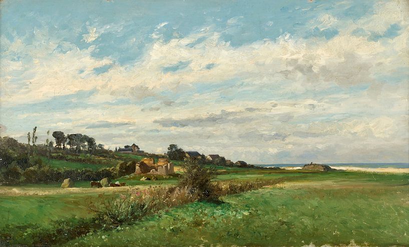 Carlos de Haes-Lente grünes Gras, Rustikales Ackerland, Antike Landschaft von finemasterpiece