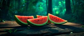 Saftige Wassermelonen im Waldlicht von Poster Art Shop