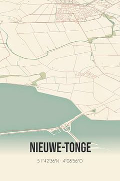 Vintage landkaart van Nieuwe-Tonge (Zuid-Holland) van Rezona