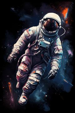 Astronaut in de ruimte van Digitale Schilderijen