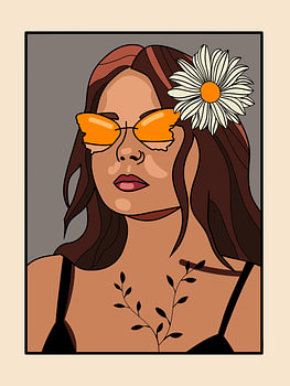 Retro Poster Girl with sunglasses