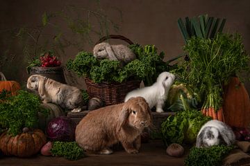 Snoepwinkel, een stilleven met konijnen van Elles Rijsdijk
