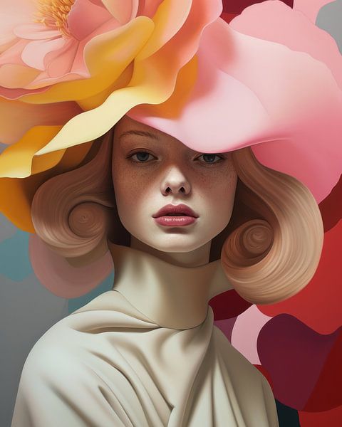 Colourful portrait, illustration in bright colours by Carla Van Iersel
