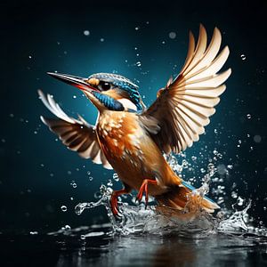 Martin-pêcheur sortant de l'eau